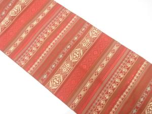 横段に抽象模様織り出し　名古屋帯